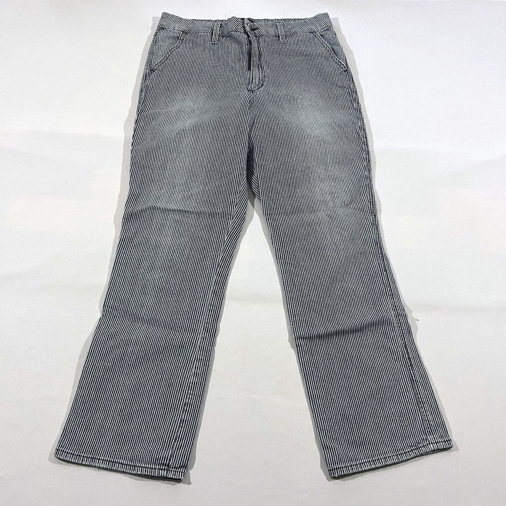 Joe’s Jeans Womens 31 Hickory Stripe Cropped Ankle Skinny Mid Rise Blue Bootcut